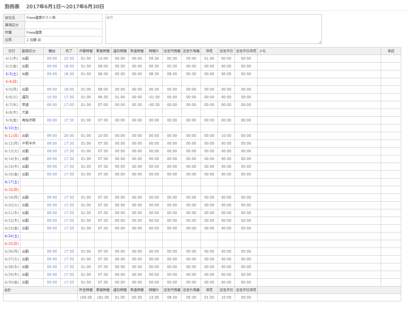 勤務表プレビュー